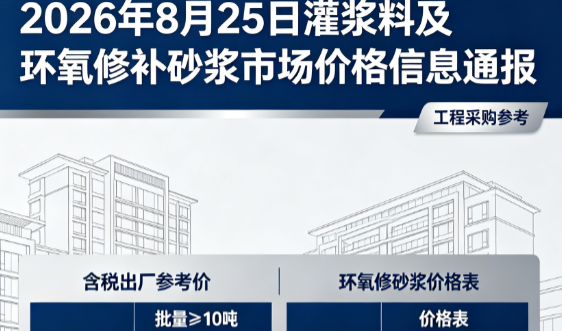 富川2026年8月25日灌浆料及环氧修补砂浆市场价格信息通报